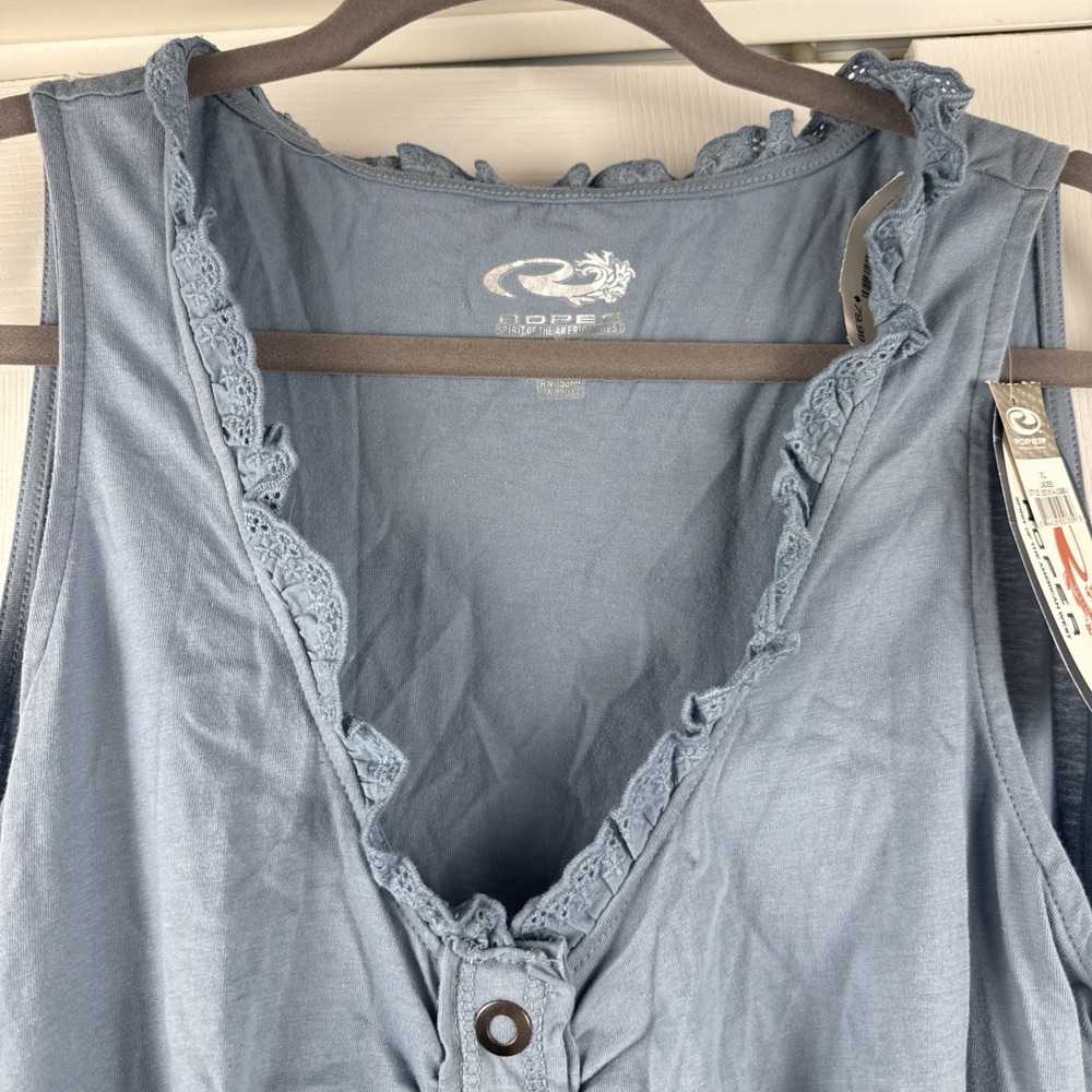 Roper Cotton Eyelet Women's Summer Dress Size XL Jersey Blue NWT - Picture 3 of 10